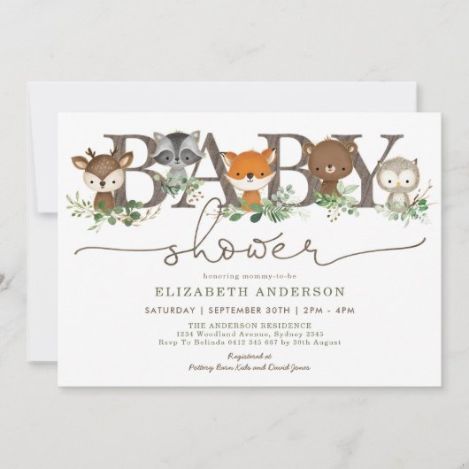 Botanisch Baby shower van kredithout Kaart (Voorkant)