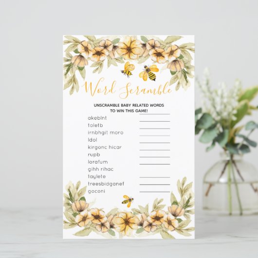 Botanisch baby shower van Word Scramble Game (Staand voorkant)