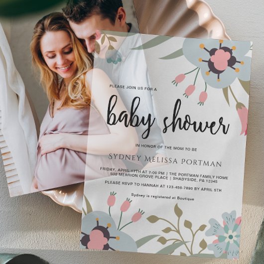  botanisch Baby shower Vellum Uitnodigingen