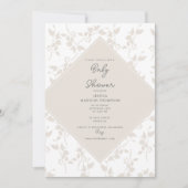 Botanisch beige Decoratief Baby shower van leder Kaart (Voorkant)