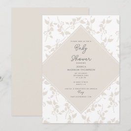 Botanisch beige Decoratief Baby shower van leder Kaart