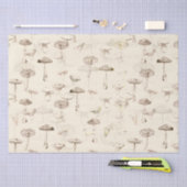 Botanisch beige paddenstoelenpatroon tissuepapier (Craft)