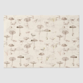 Botanisch beige paddenstoelenpatroon tissuepapier