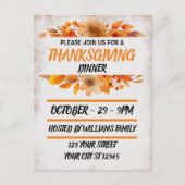 Botanisch Beige Thanksgiving Diner Briefkaart (Voorkant)