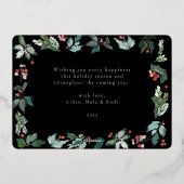 Botanisch Berry Lijst Festive kerstscript Folie Feestdagenkaart (Achterkant)