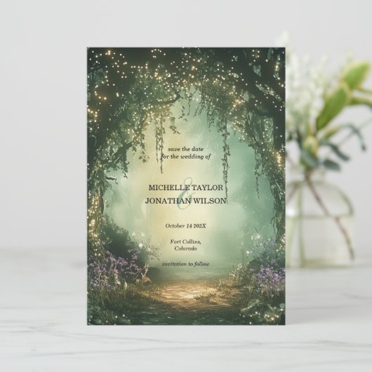 Botanisch Betoverd Bos Bewaar de Datum Kaart (Staand voorkant)