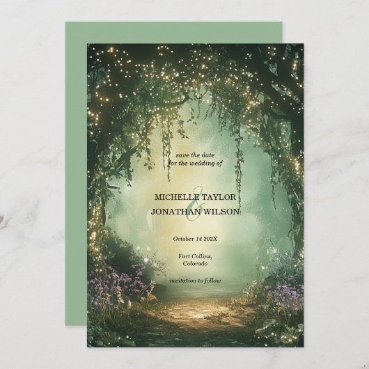 Botanisch Betoverd Bos Bewaar de Datum Kaart (Voorkant / Achterkant)