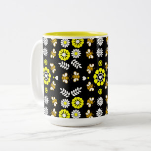 Botanisch Bij Bloem Motief Tweekleurige Koffiemok