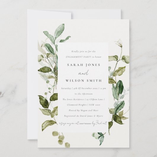 Botanisch blad Blad Waterverf Verloving Kaart (Voorkant)