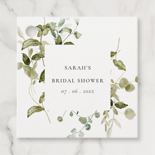 Botanisch blad Blad Waterverf Vrijgezellenfeest Bedankjes Labels (Voorkant)