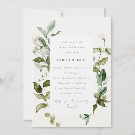 Botanisch blad Blad Waterverf Vrijgezellenfeest Kaart (Voorkant)