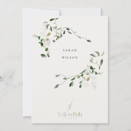 Botanisch blad Blad Waterverf Vrijgezellenfeest Kaart (Achterkant)