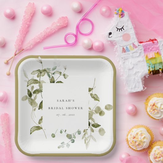 Botanisch blad Blad Waterverf Vrijgezellenfeest Papieren Bordje (Feest)