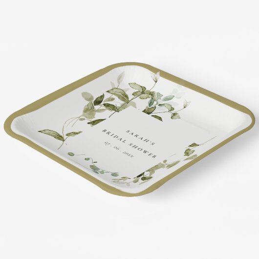 Botanisch blad Blad Waterverf Vrijgezellenfeest Papieren Bordje (Gebogen)