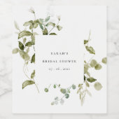 Botanisch blad Blad Waterverf Vrijgezellenfeest Wijn Etiket (Enkel label)