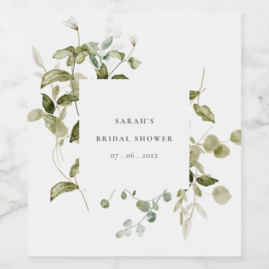 Botanisch blad Blad Waterverf Vrijgezellenfeest Wijn Etiket (Enkel label)