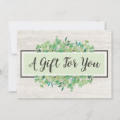 Botanisch blad rustieke hout cadeaubonkaart kaart (Voorkant)