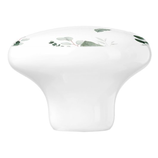 BOTANISCH BLAD WIT GROEN OP MAAT KERAMISCHE KNOP (Zijkant)