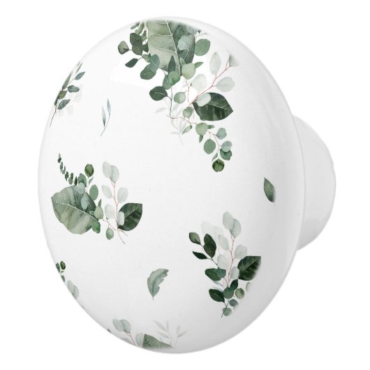 BOTANISCH BLAD WIT GROEN OP MAAT KERAMISCHE KNOP (Rechts)