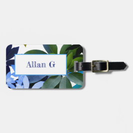 Botanisch, bladeren bagagelabel met leer