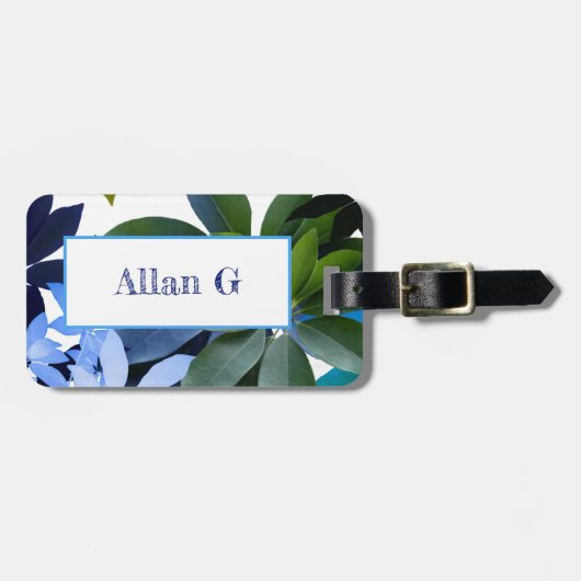 Botanisch, bladeren bagagelabel met leer (Voorkant horizontaal)