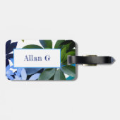 Botanisch, bladeren bagagelabel met leer (Achterkant horizontaal)