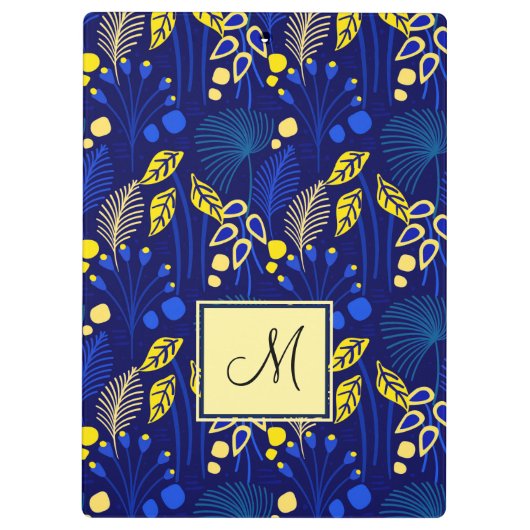 Botanisch bladerpatroon Tropisch monogram Klembord (Achterkant)