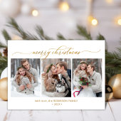 Botanisch Bladgroen 3 Multi Foto Kerstmis Feestdagenkaart