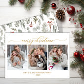 Botanisch Bladgroen 3 Multi Foto Kerstmis Feestdagenkaart