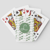 Botanisch bladgroen handgetekend patroon pokerkaarten (Achterkant)