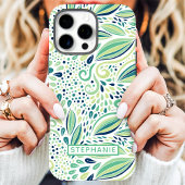Botanisch bladpatroon aangepaste naam iPhone hoesje