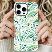 Botanisch bladpatroon aangepaste naam iPhone hoesje