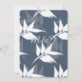 Botanisch bladpatroon Navy Blauwe Bruiloftsbrunch Kaart (Achterkant)