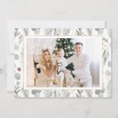 Botanisch bladschrift 3 Multi Photo Christmas Feestdagenkaart (Achterkant)