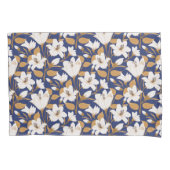 Botanisch Blauw Beige Lelie Bloemenpatroon Kussensloop (Voorkant-Links)