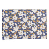 Botanisch Blauw Beige Lelie Bloemenpatroon Kussensloop (Voorkant-Rechts)