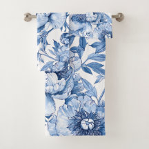 Botanisch Blauw Bloemen Art Nouveau Porseleinen Bl