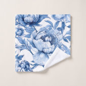 Botanisch Blauw Bloemen Art Nouveau Porseleinen Bl Bad Handdoek (Wasdoekje)