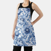 Botanisch Blauw Bloemen Art Nouveau Porseleinen Bl Schort (Insitu)