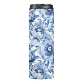 Botanisch Blauw Bloemen Art Nouveau Porseleinen Bl Thermosbeker (Achterkant)