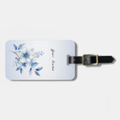 Botanisch Blauw Bloemen Bagagelabel (Voorkant horizontaal)
