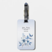 Botanisch Blauw Bloemen Bagagelabel (Achterkant verticaal)