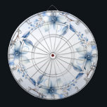 Botanisch Blauw Bloemen Dartboard Dartbord<br><div class="desc">Mooie Botanische Blauwe Bloemen Dartboard</div>