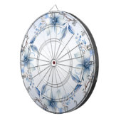 Botanisch Blauw Bloemen Dartboard Dartbord (Voorkant Rechts)