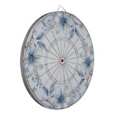 Botanisch Blauw Bloemen Dartboard Dartbord (Voorkant Links)