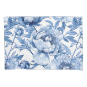 Botanisch Blauw Bloemen Delicate Porseleinen Bloem Kussensloop (Voorkant)