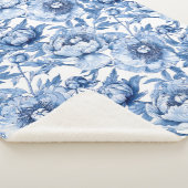 Botanisch Blauw Bloemen Delicate Porseleinen Bloem Sherpa Deken (3/4)