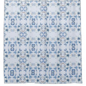 Botanisch Blauw Bloemen Douchegordijn (Voorkant)
