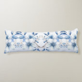 Botanisch Blauw Bloemen Lichaamskussen (Voorkant)