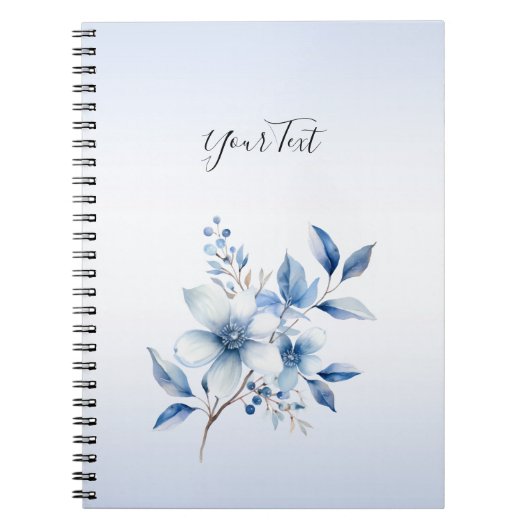 Botanisch Blauw Bloemen Notitieboek (Voorkant)